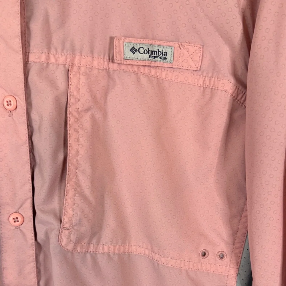 Columbia Women's Pink and Gray Shirt Omni Fishing Shirt Long Sleeve XL